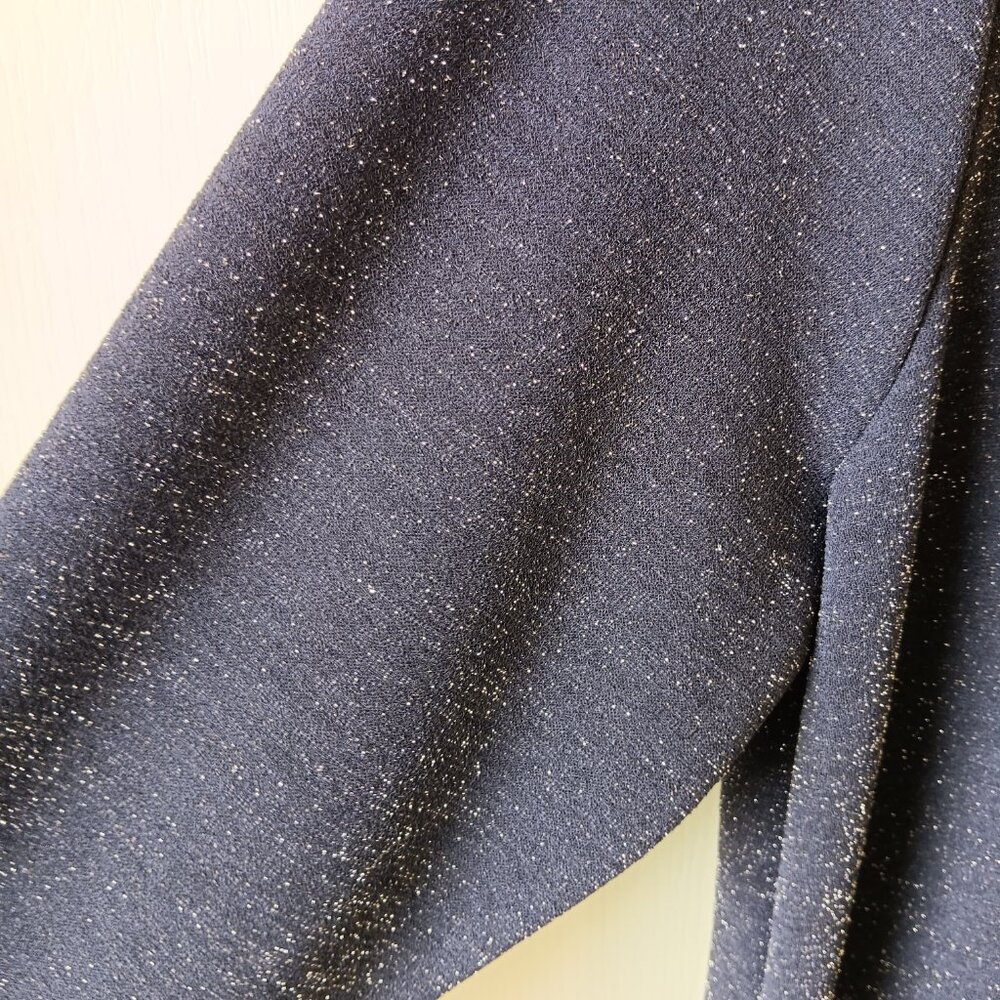 Brina & Em Women's Navy Dane Front Twist Detail Shine Knit Dress Size 1X - Picture 5 of 10